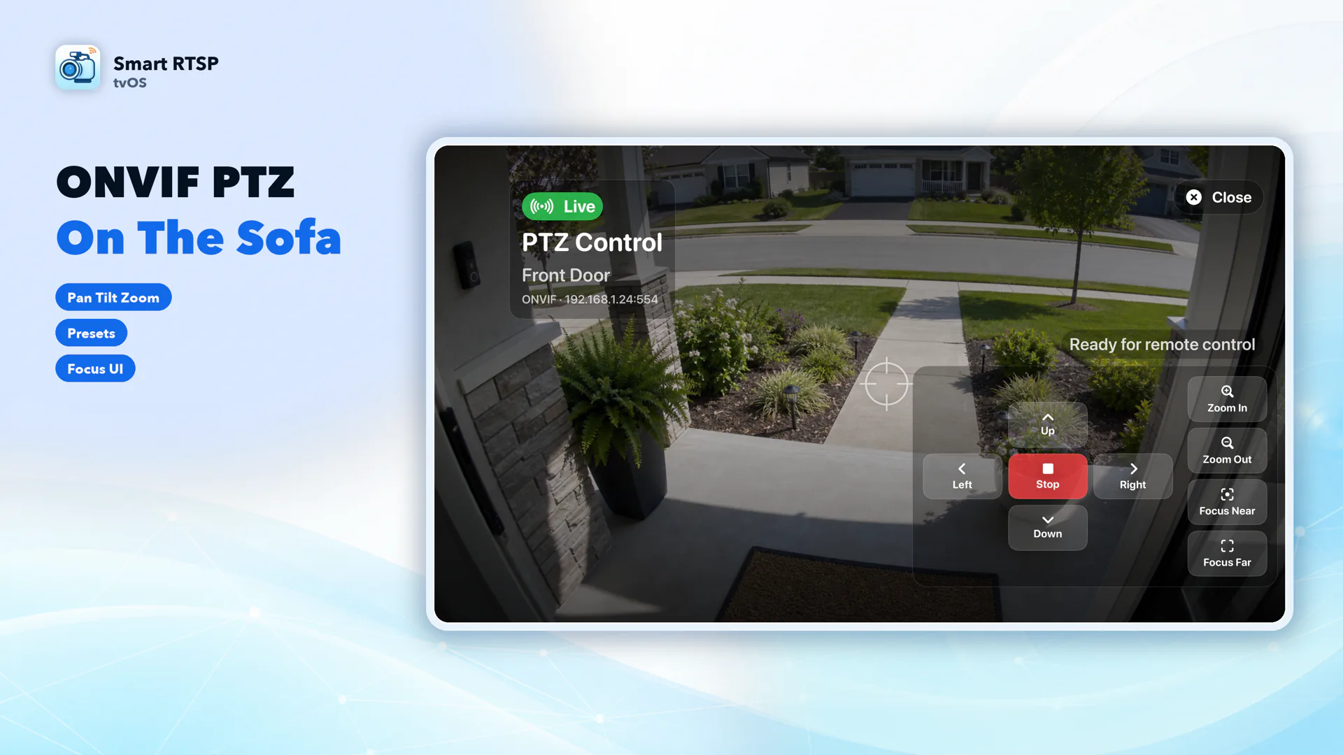 SmartRTSP for Apple TV — ONVIF PTZ control