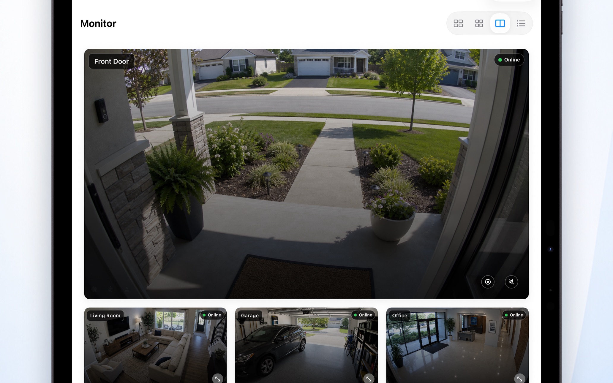 SmartRTSP 1:N multi-camera layout on iPad