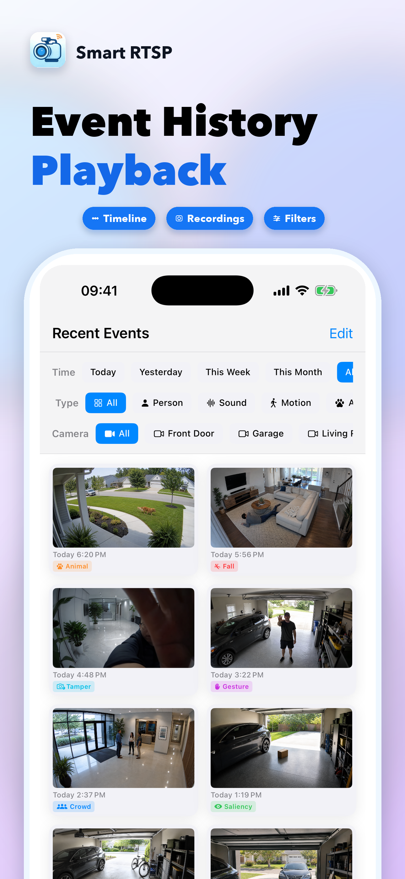 SmartRTSP event history