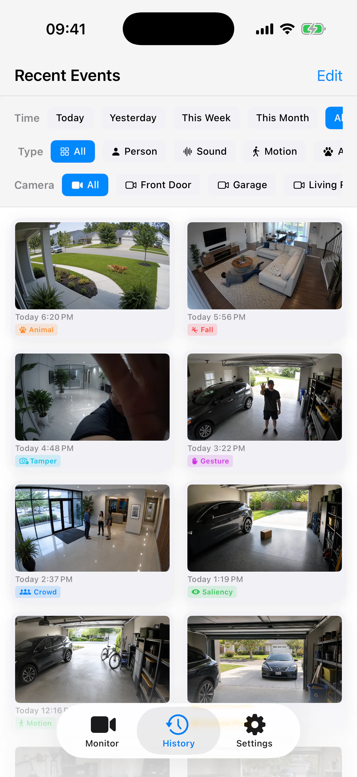 SmartRTSP event history
