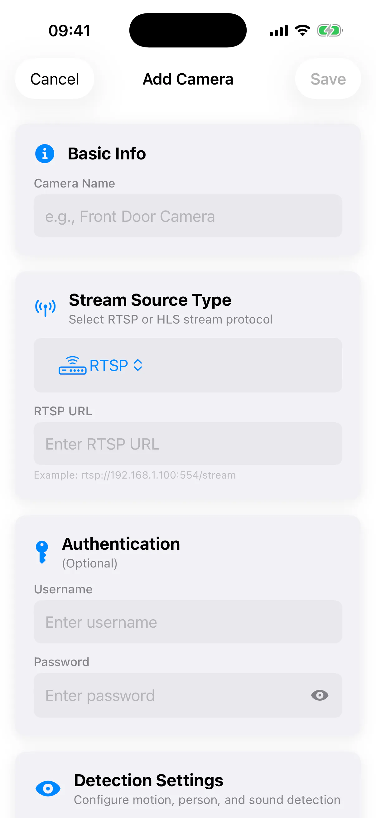 SmartRTSP add camera options