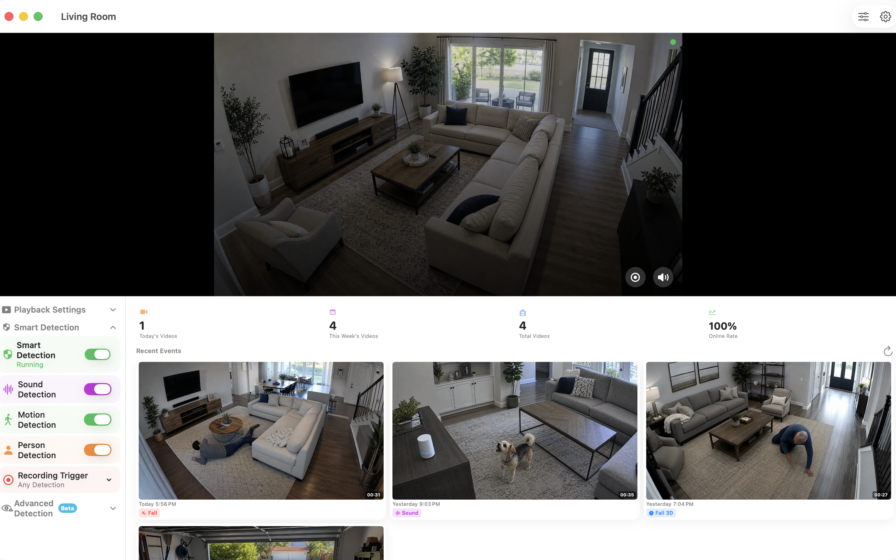 SmartRTSP for macOS — detection control panel