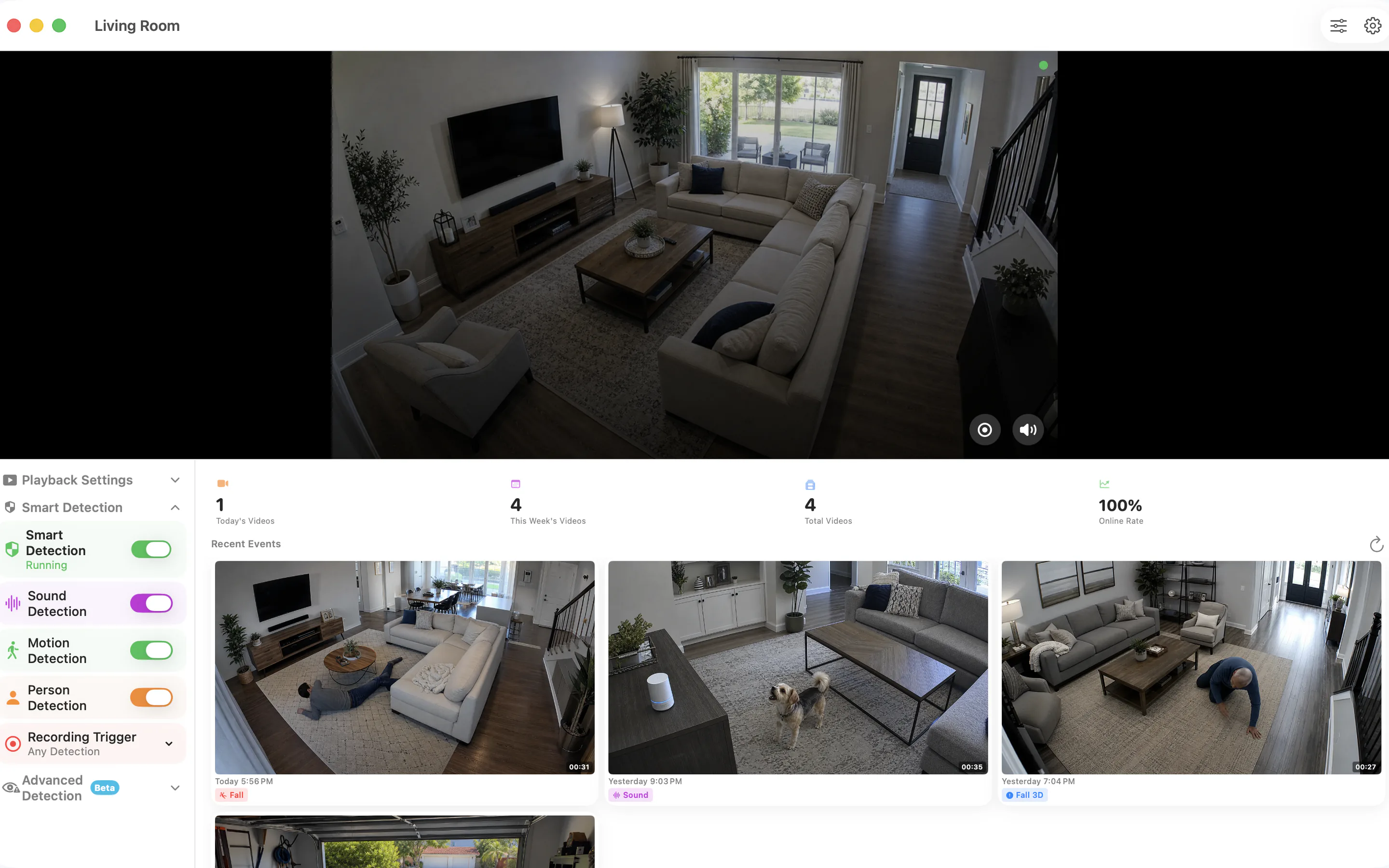 SmartRTSP for macOS — detection control panel