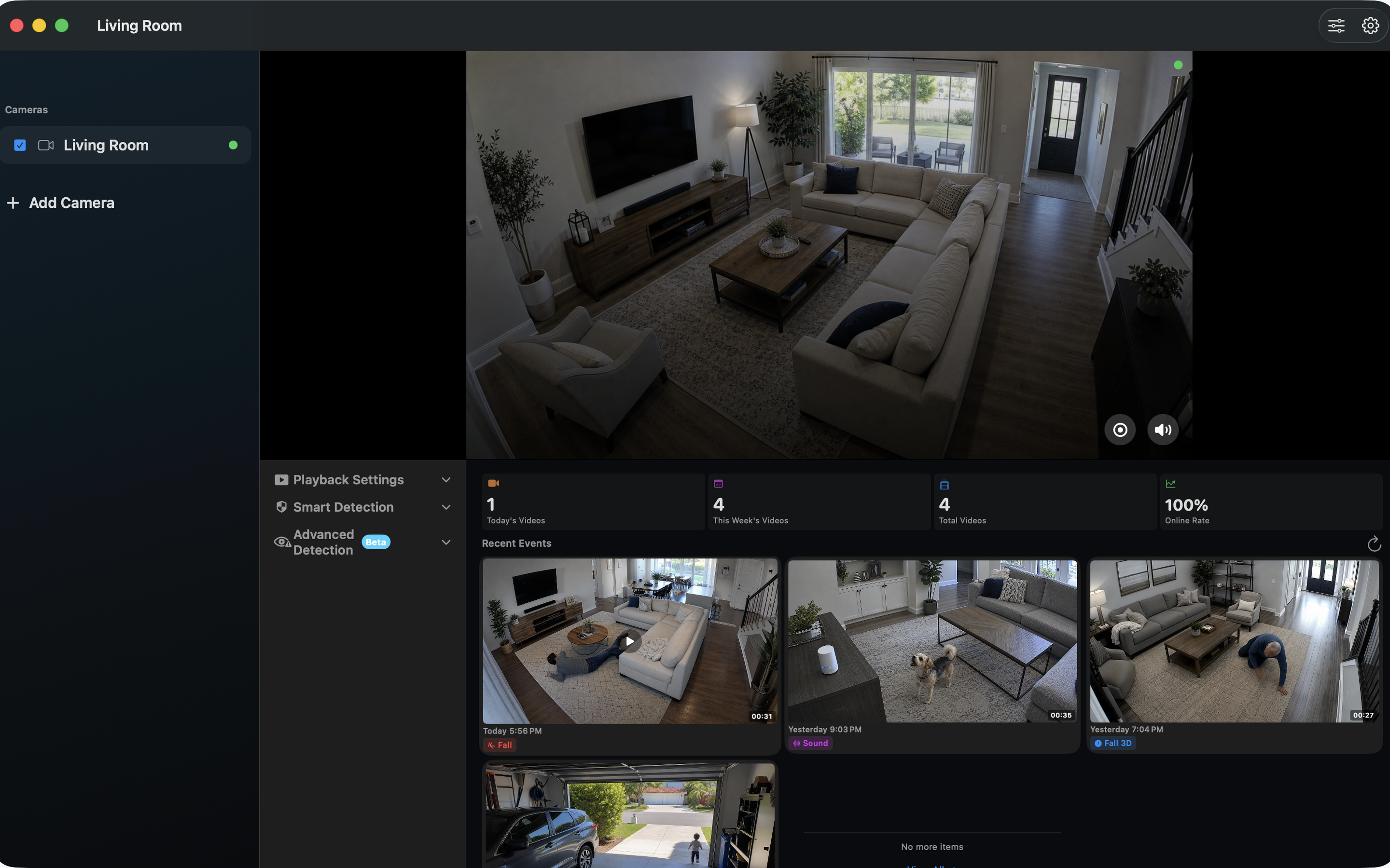SmartRTSP multi-camera monitoring dashboard on macOS